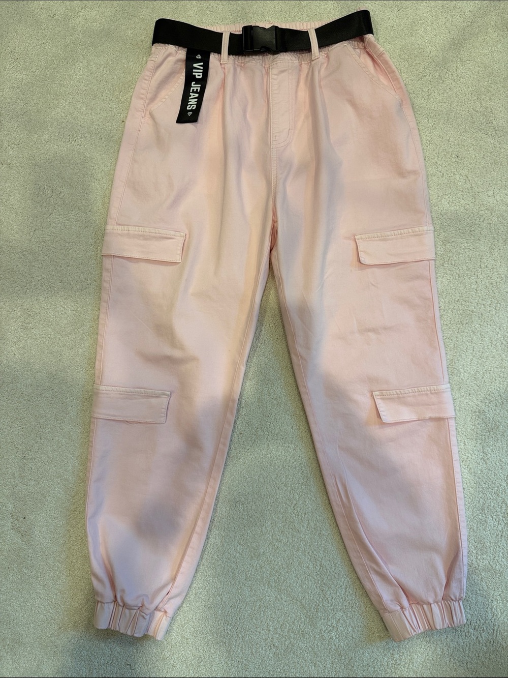 VIP Light Pink🌸Cargo Joggers with Black Belt